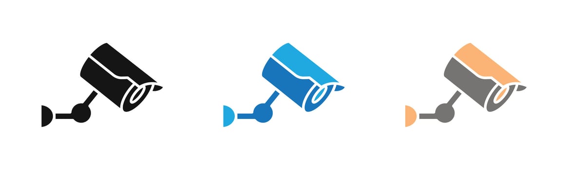 surveillance icon outline collection or set in black and white vector
