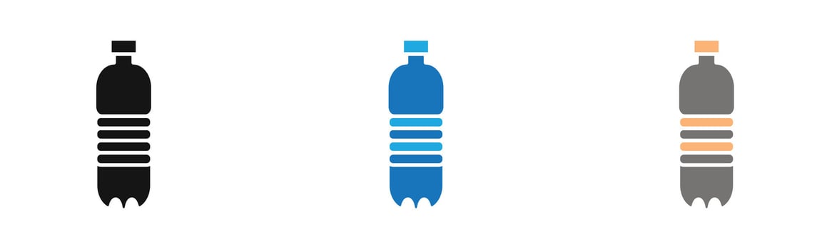 Water bottle icon outline collection or set in black and white vector