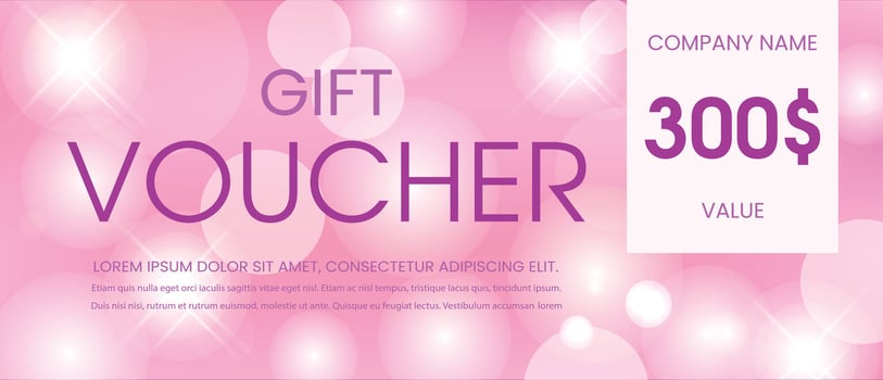 Gift voucher template on luxury pink background. vector