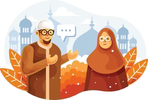 Muslim couple chatting illustration vector