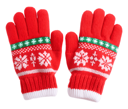 Red Winter Gloves Featuring Snowflakes on Transparent Background png