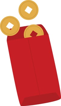 Red pocket hongbao and money coins vector
