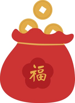red pocket money with coins vector