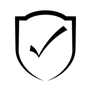 check mark icon in a shield vector