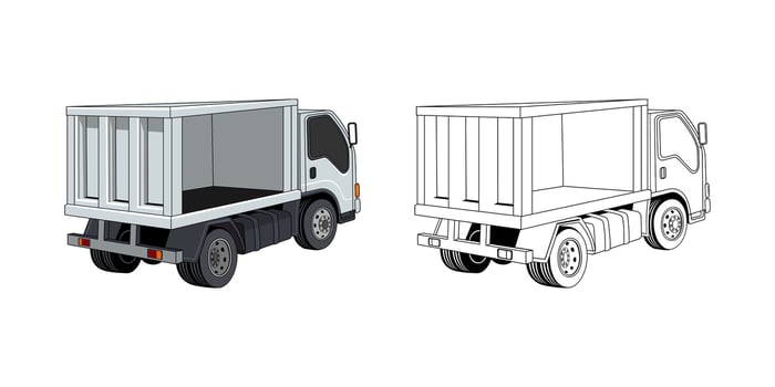 Illustration of Box Truck Back View Cartoon vector