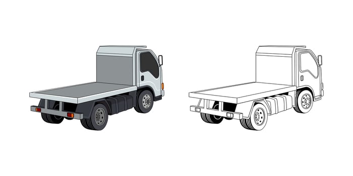 Flatbed Truck Back View Cartoon Design Illustration vector