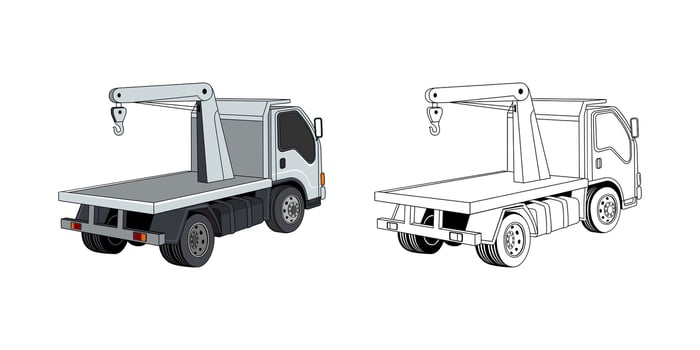 Tow Truck Back View Cartoon Design Illustration vector