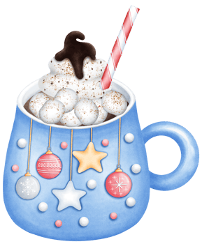 Watercolor Cute Hand Drawn blue Christmas Mug with sugar and chocolate. Illustration with Festive Holiday Design for Cozy Art png