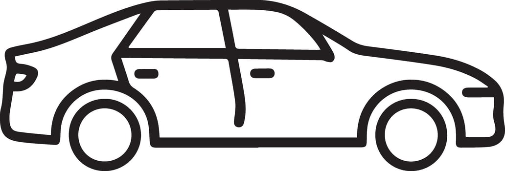 A sedan black car, designed for multipurpose use. Its sleek, minimalistic design ensures versatility for various applications, including logos, icons, and t-shirt designs vector
