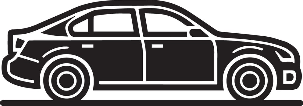 A black and white car image, designed for multipurpose use. The sleek and minimalistic design makes it versatile for a variety of applications, including logos, icons for different companies vector