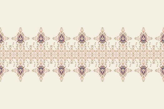 Ikat floral paisley embroidery on white background.Ikat ethnic oriental seamless pattern traditional.Aztec style abstract illustration.design for texture,fabric,clothing,wrapping,decoration. vector
