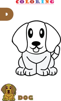 D for Dog Coloring vector