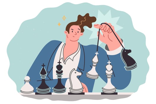 Man strategist plays chess planning political advertising campaign before elections vector