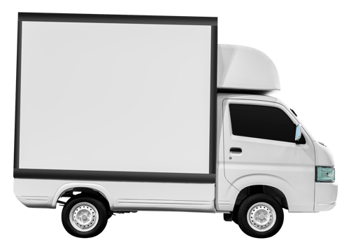 Side view white small refrigerated truck png