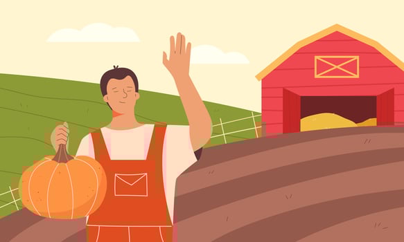 harvest people. Rural landscape. Farmer in the field vector