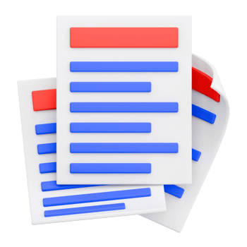 3D Render Business Document for Business Icon. Transparent Background png