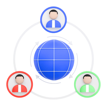 3D Render Business Global Network for Business Icon. Transparent Background png