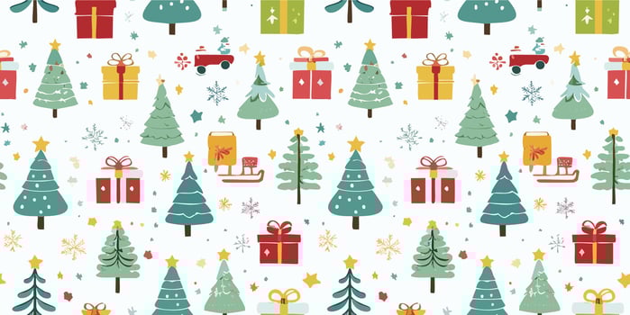 Cartoon seamless pattern christmas holiday. cartoon xmas seamless pattern. Festive gift box. December Winter Holiday background vector