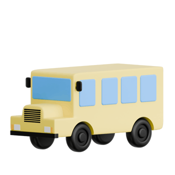 3D Render Kid Toy Bus for Creative Play. Transparent Background png