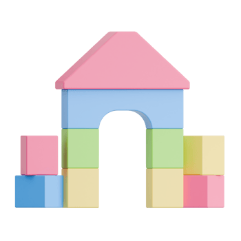 3D Render Kid Toy Colorful Building Blocks for Creative Play. Transparent Background png