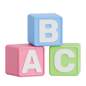 3D Render Kid Toy Alphabet Blocks for Creative Play. Transparent Background png