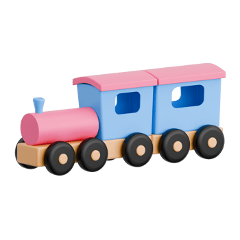 3D Render Kid Toy Train for Creative Play. Transparent Background png