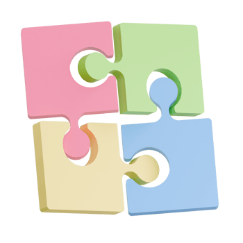 3D Render Kid Toy Colorful Puzzle Pieces for Creative Play. Transparent Background png