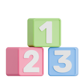 3D Render Kid Toy Numbered Blocks for Creative Play. Transparent Background png
