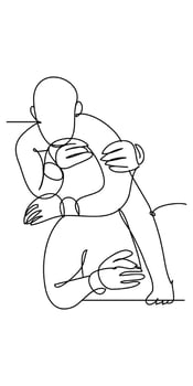 wrestler fight Single Line vector