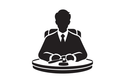A black and white silhouette of a man in a suit sitting at a table vector