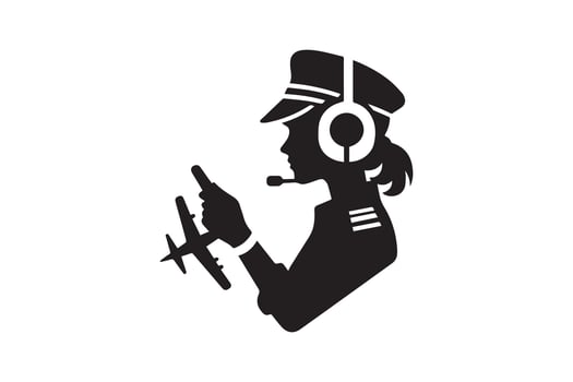 A silhouette of a woman in a pilot's hat vector