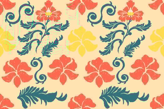 flower pattern ikat designs aesthetic embroidery pattern ethnic design, abstract American tribal fabric, modern background for rugs, pillowcases, shirts, pants, and more. vector