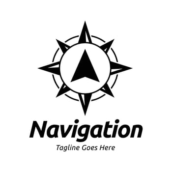 Navigation logo design with compass and arrow vector