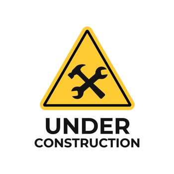 Under construction sign with hammer and wrench vector