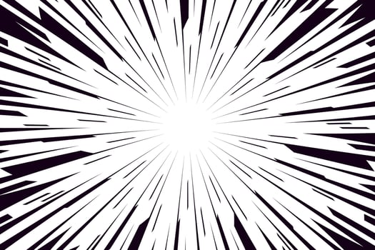 Comic book background with black speed lines. Anime art frame vector