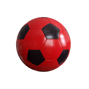 3Drendered Red and Black Color soccer ball football is isolated on a transparent background png