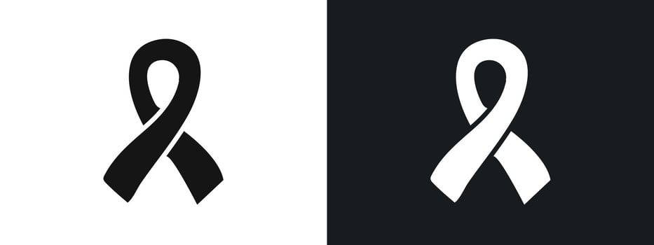 Awareness ribbon icon linear graphics set in black vector