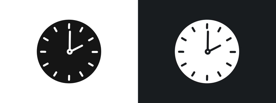 Clock time icon linear graphics set in black vector