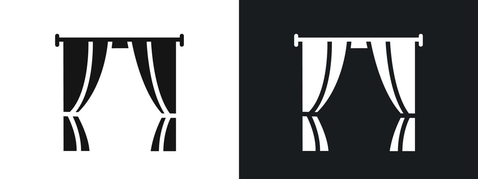 curtains icon linear graphics set in black vector