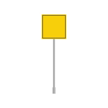 Blank yellow road sign. Empty traffic signs isolated on transparent background. Highway attention road sign collection. vector