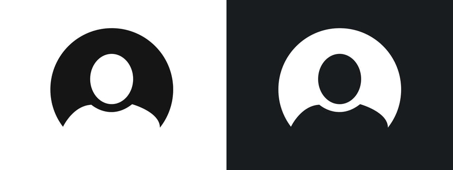 profile photo icon linear graphics set in black vector