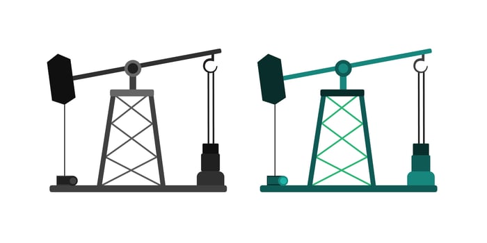 Oil extraction rig , crude derrick oilfield industry icon vector