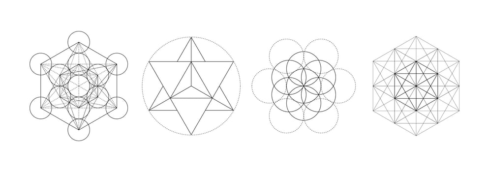 Mystical sacred geometry symbos set. Spirituality, harmony vector