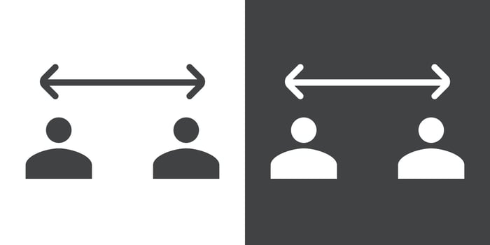 Social distancing sitting icon Flat set in black and white color vector