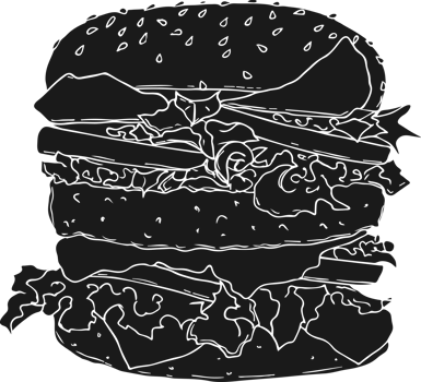Burger silhouette hand drawn sketch png