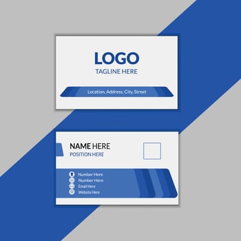 Blue and white business card design vector