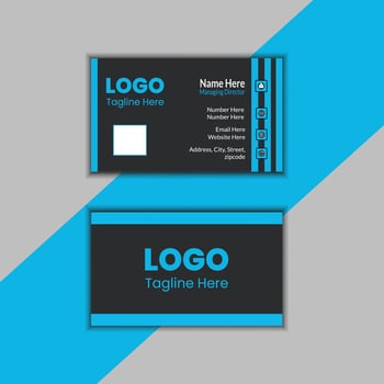 Black and blue business card design template vector