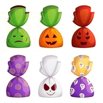 Halloween sweet scary candy set. Trick or treat. vector
