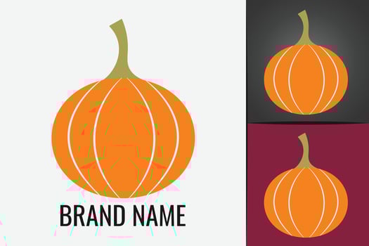 Autumn vegetable pumpkin logo. Farm pumpkins logotype. Orange veggie logo vector