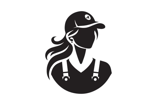 A woman in a baseball cap and overalls vector